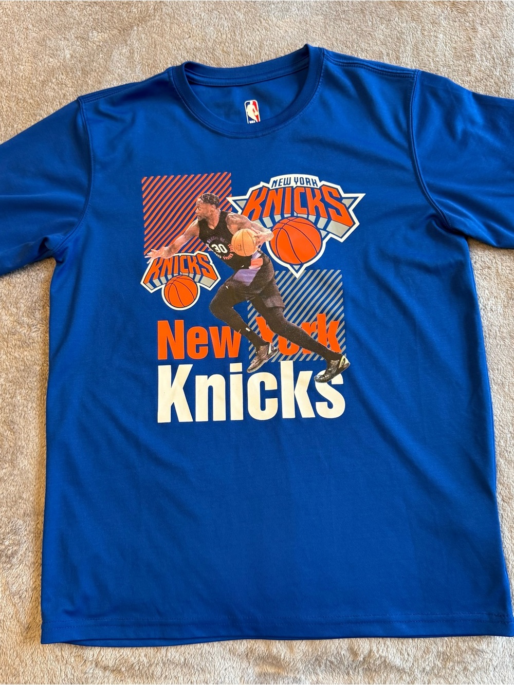 NBA New York Knicks Royal Blue Kids Graphic Tee with Orange Accents, XL